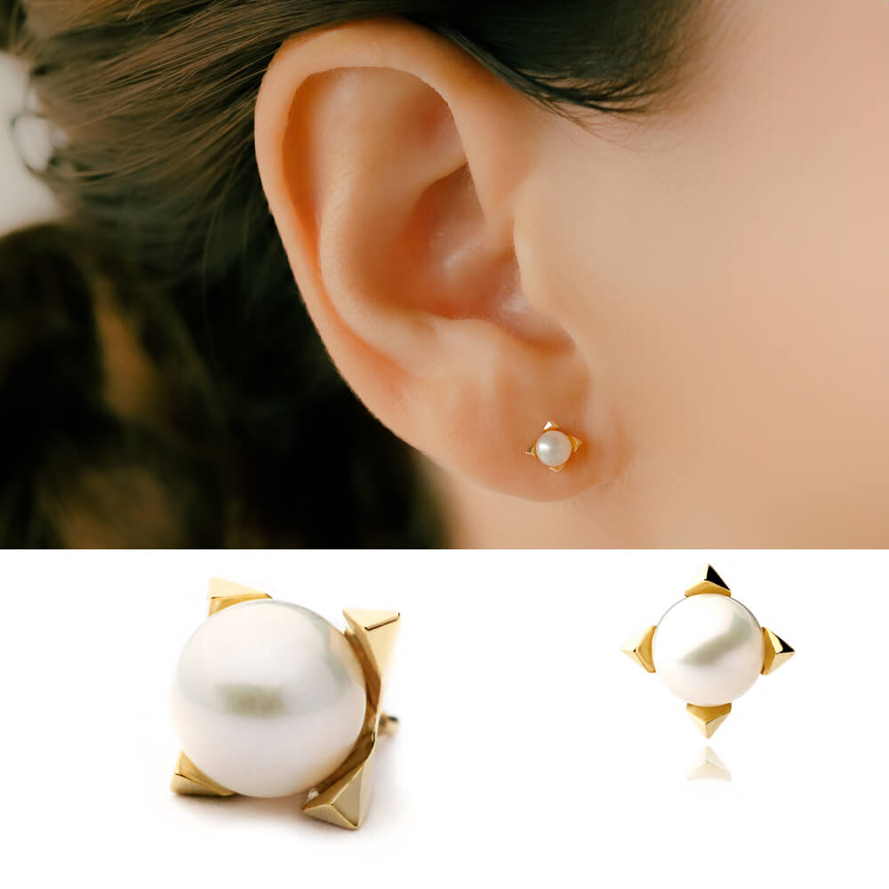 パールピアス　K18 K18 パール ボディピアス │アコヤ真珠 軟骨ピアス – PICOLLET