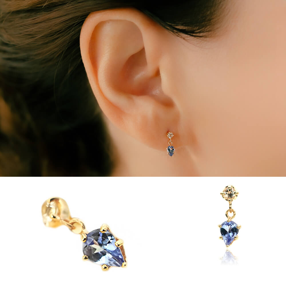 K10金タンザナイト&トパーズ 軟骨ピアス・ボディピアス – PICOLLET