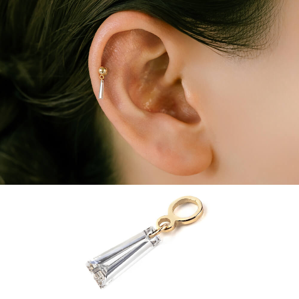 K18 テーパー ダイヤモンド ピアス チャーム │ 天然