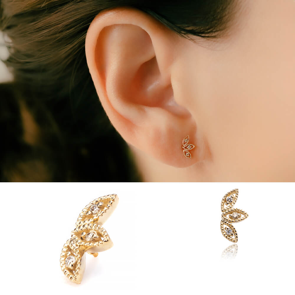 K10 ダイヤモンド │ リーフ（葉っぱ）モチーフ・ヘリックスにオススメ