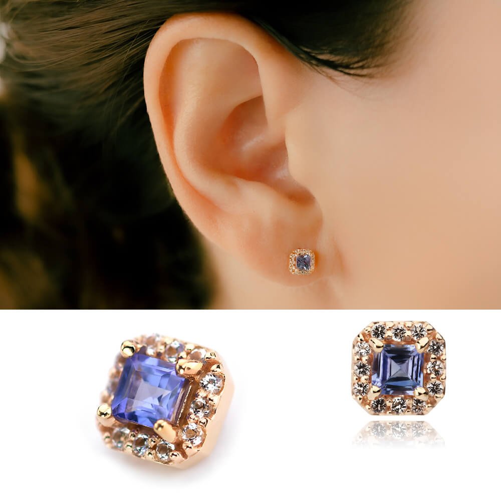 インナーコンクにオススメ。天然タンザナイト ボディピアス│インナー