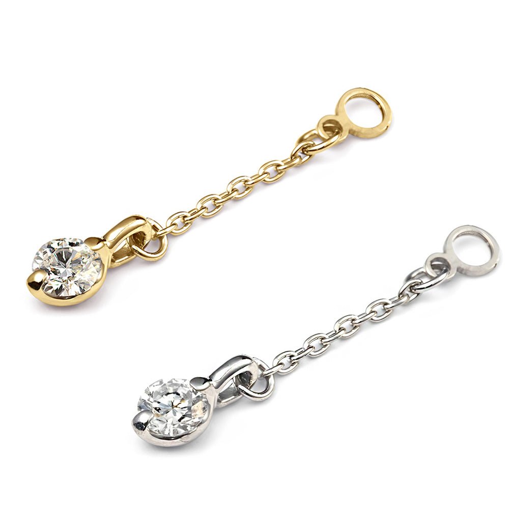 K18/Pt DIAMOND CHARM LONG