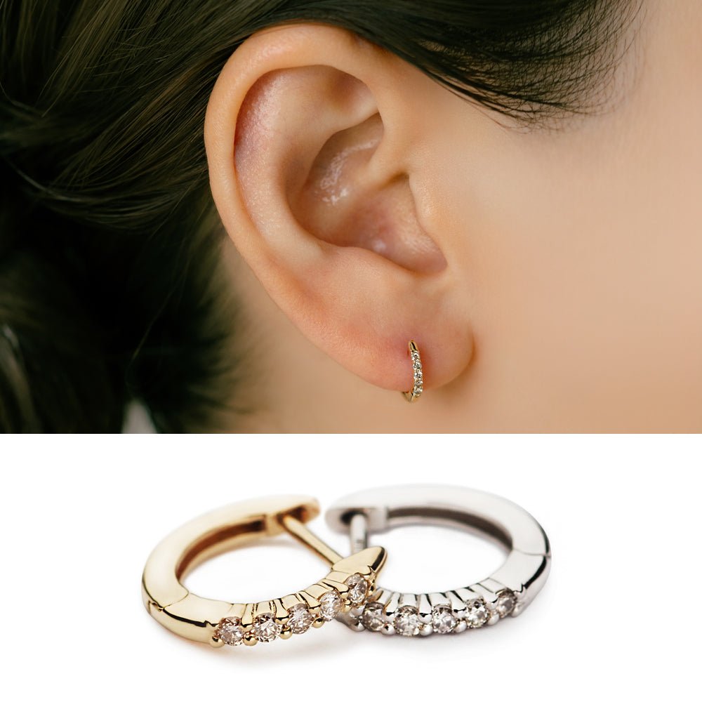 PICOLLET プラチナ ダイヤモンド フープピアス K18 プラチナ ダイヤモンドフープピアス│引っかからない・片耳