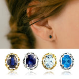 K18/Pt Oval Coloredstone