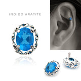 K18/Pt Oval Coloredstone