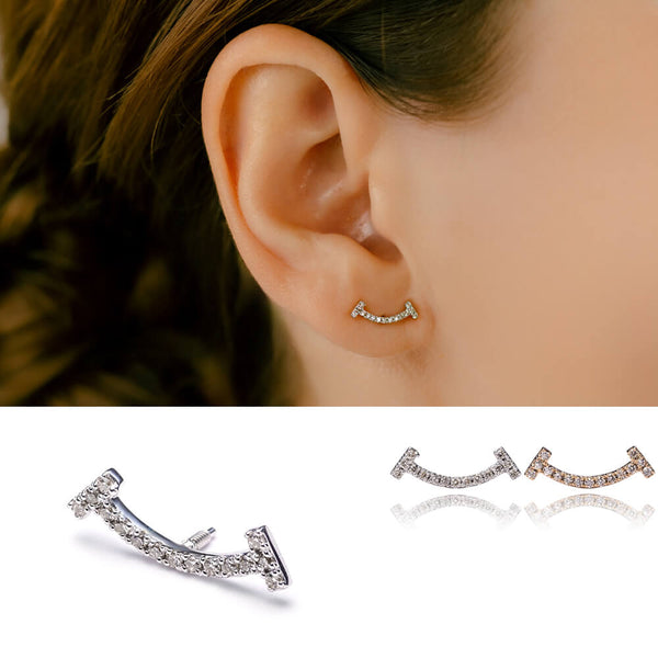 ■完売品■【con affetto】K18 スマイルピアス ティースマイルデザイン 軟骨ピアス・ボディピアス│K18 プラチナ