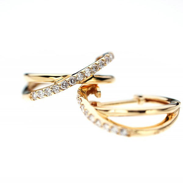 ★お値下げ　Carat 18YG ダイヤモンド　フープピアス　片耳★ 18金 フープピアス ダイヤモンド 0.05ct ホワイトゴールド 1.6