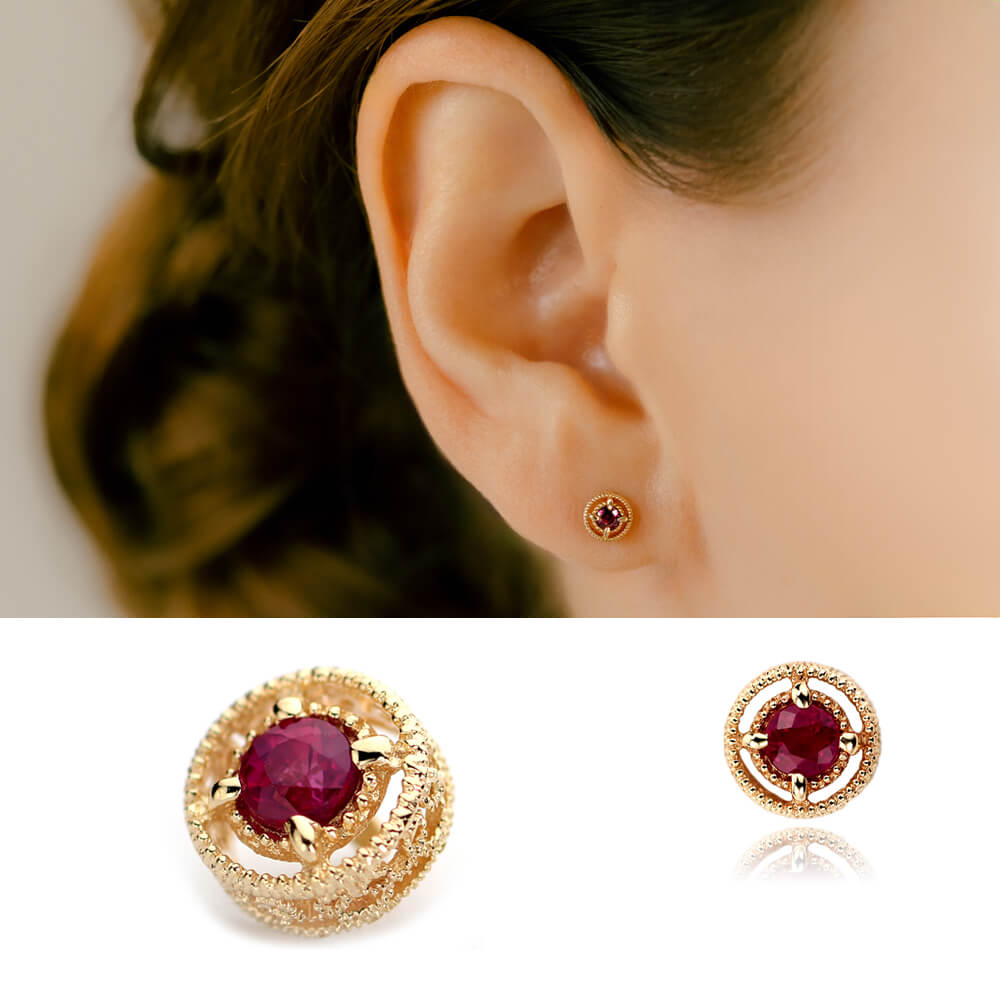 ルビー　ピアス　K10 ADA エーディーエー K10 Lace Body Piercing │ Delicate Antique Openwork – PICOLLET
