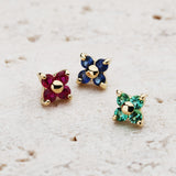 K18/Pt Colored Stone Flower