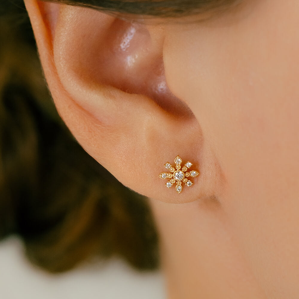 美品♡k18♡ミル打ち♡お洒落なナチュラルダイヤモンド♡ローズカットピアス e673e99c8a490b66af3d042d74e6c3