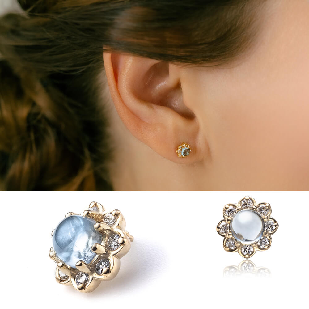 かわいいフラワーモチーフのジュエリーボディピアス・軟骨ピアス・K18