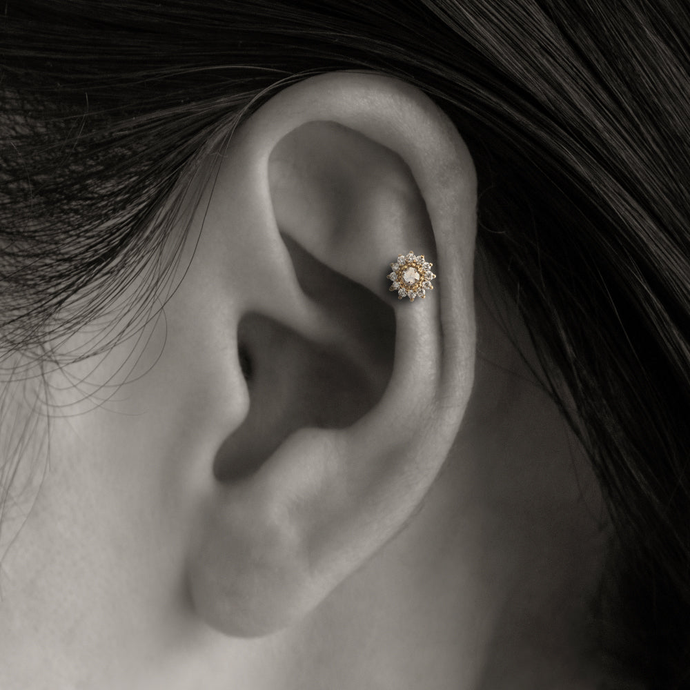 K10金ローズカットダイヤモンド 軟骨ピアス・ボディピアス