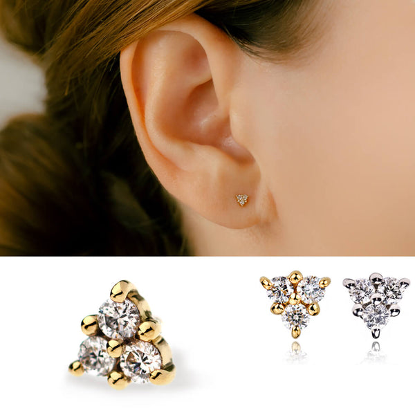 ヒスイカズラ K10ダイヤモンド 軟骨ピアス・ボディピアス パーツ │ 16G/14G