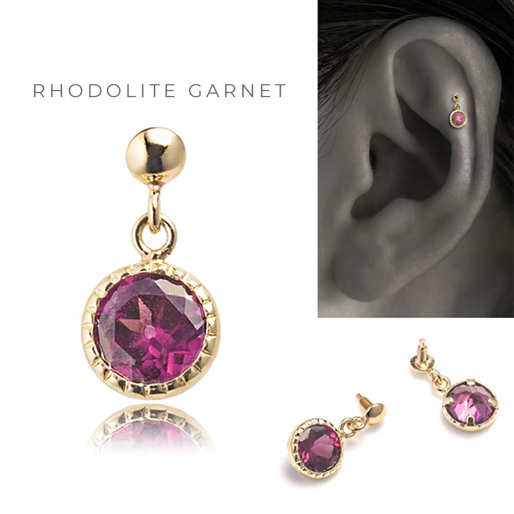 K10 ペリドット 軟骨ピアス │ 揺れる・ブラタイプ│16G/14G対応│金属