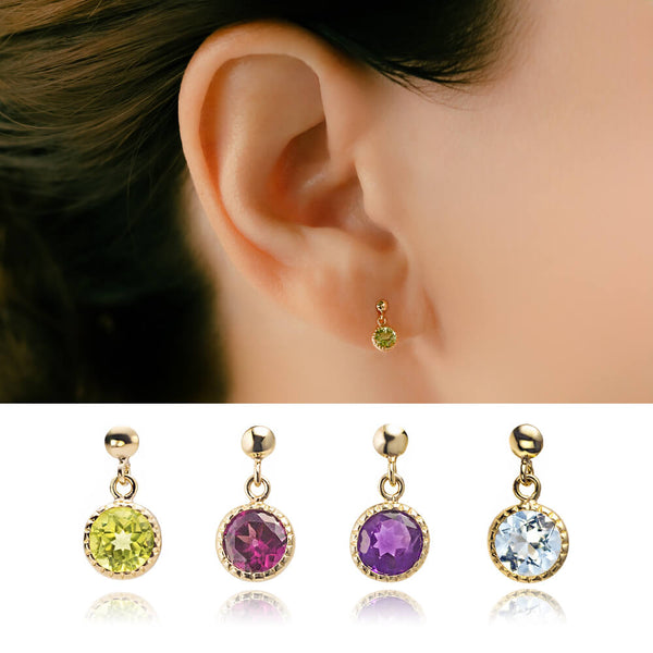 ピアス(ペリドット) K10 ペリドット 軟骨ピアス │ 揺れる・ブラタイプ│16G/14G対応│金属