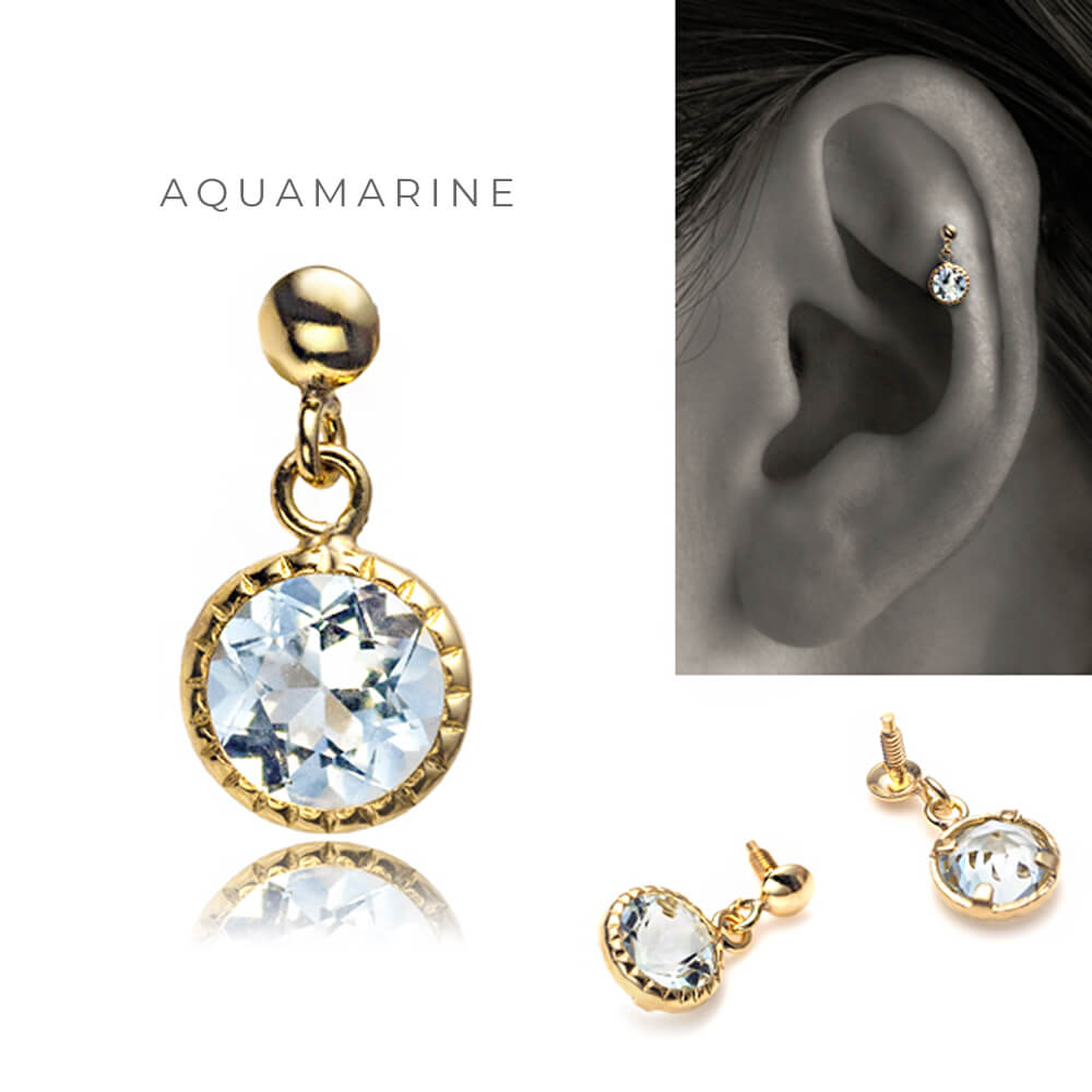 K10 ペリドット アメシスト アクアマリン 軟骨ピアス │ 揺れる・ブラ