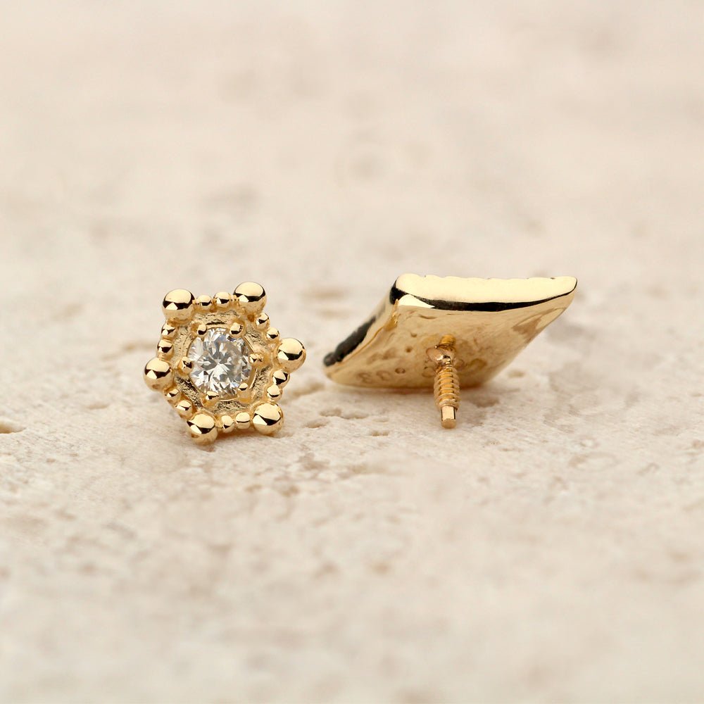 anq　K10　ミルグレインピアス　YG anq. ピアス 「anq.」K10 ミルグレインピアス レディース