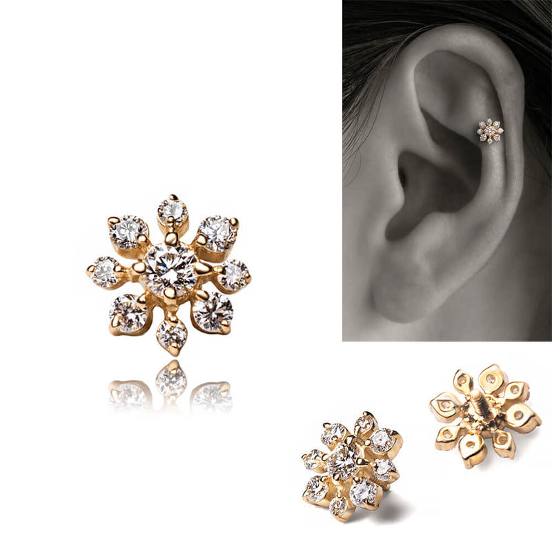 K10 ダイヤモンドフラワー 花 軟骨ピアス・ボディピアス – PICOLLET