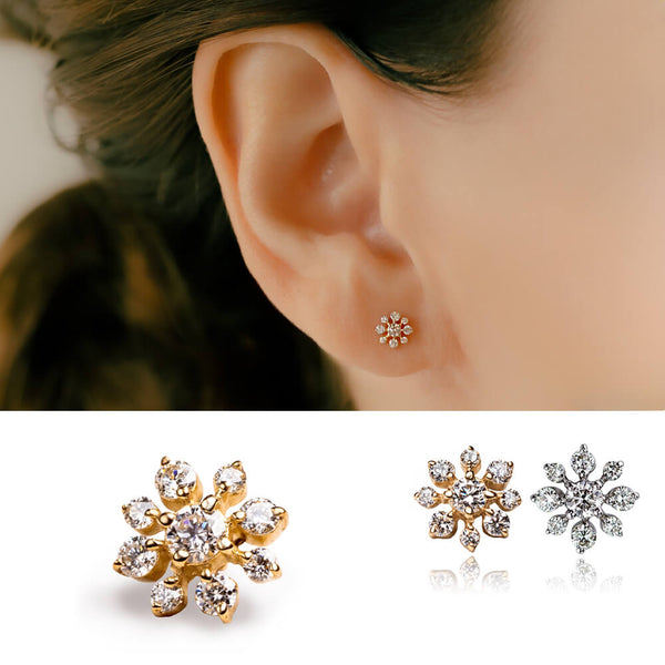 K10 ダイヤモンドフラワー 花 軟骨ピアス・ボディピアス – PICOLLET