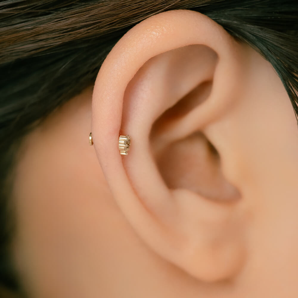 ハートの軟骨ピアス│10金 ダイヤモンド ボディピアス │ トラガス