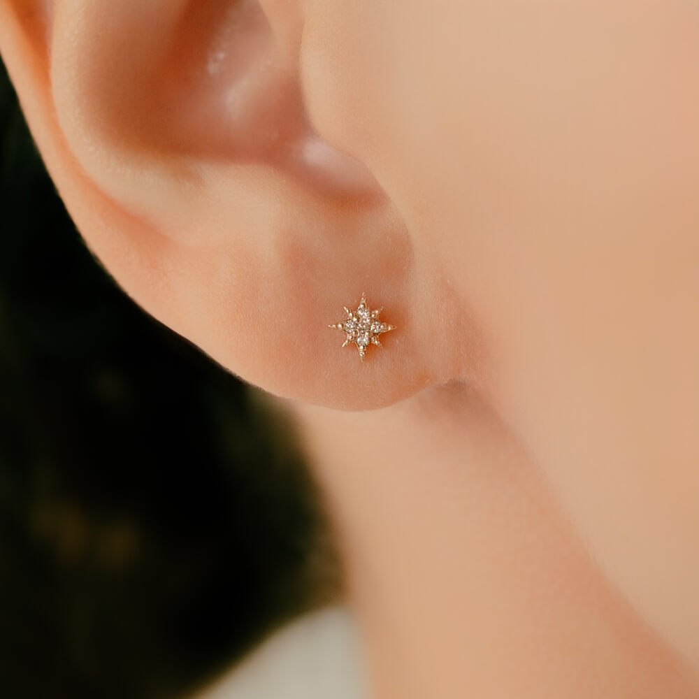K10 ダイヤモンド │ スター（星）モチーフ・イヤーロブ・アウター