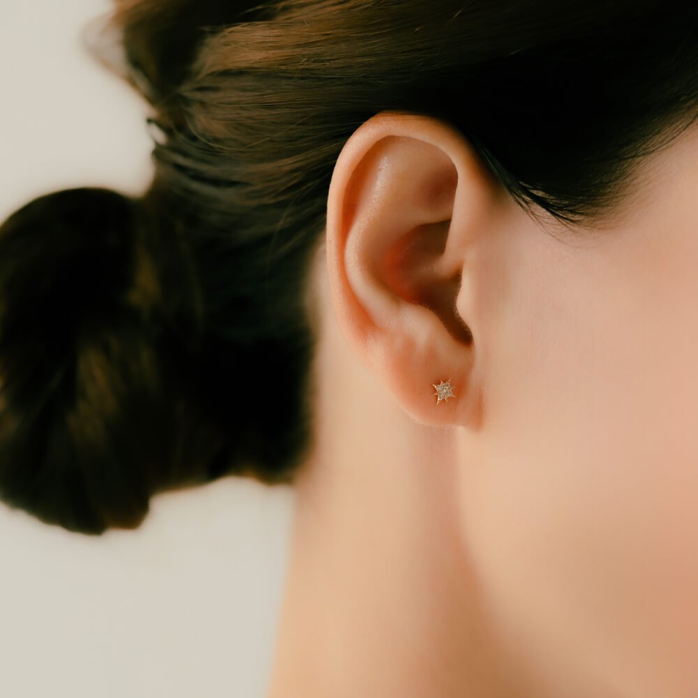 K10 ダイヤモンド │ スター（星）モチーフ・イヤーロブ・アウター
