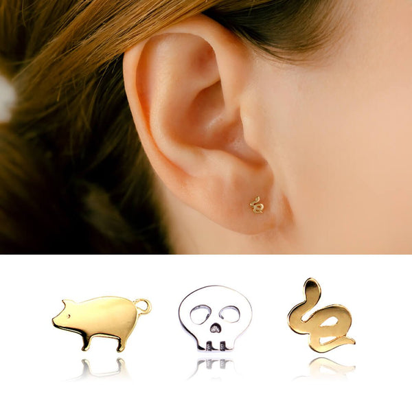 ぶっ飛んでる人向け ヘビの抜殻＆マウスの頭骨ピアス