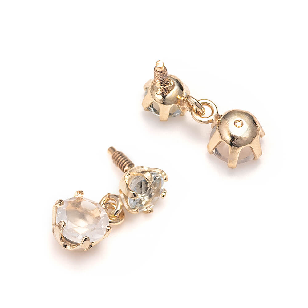 ete ピアス　ローズクォーツ　K10 ローズクォーツ&アクアマリン 揺れる ボディピアス │ 金属アレルギー