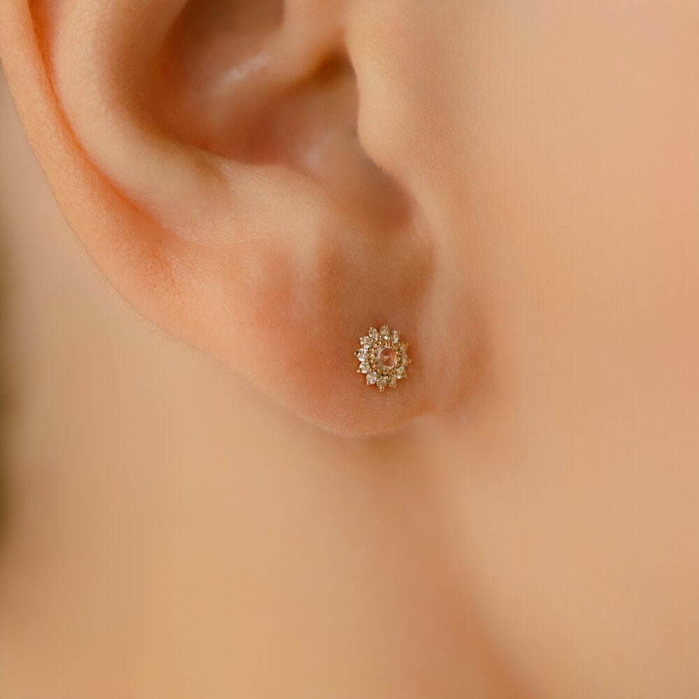 K10金ローズカットダイヤモンド 軟骨ピアス・ボディピアス。│華やかな