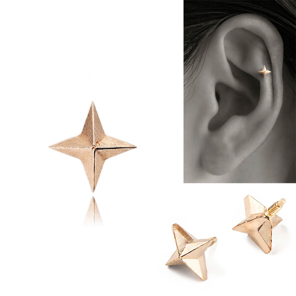 K10イエローゴールド 四芒星 ボディピアス – PICOLLET