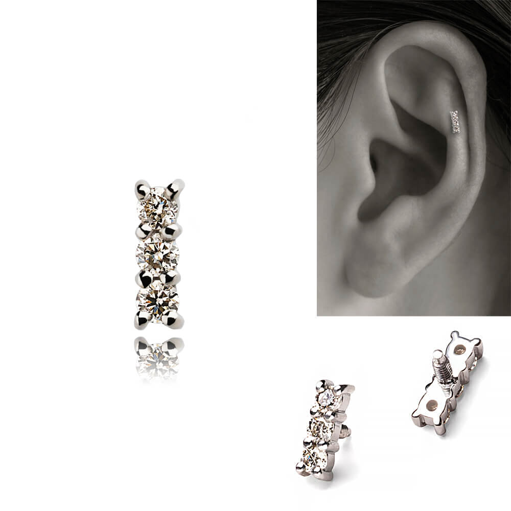 K10 プラチナ ダイヤモンド ボディピアス │ 14G・16G対応 ボディ