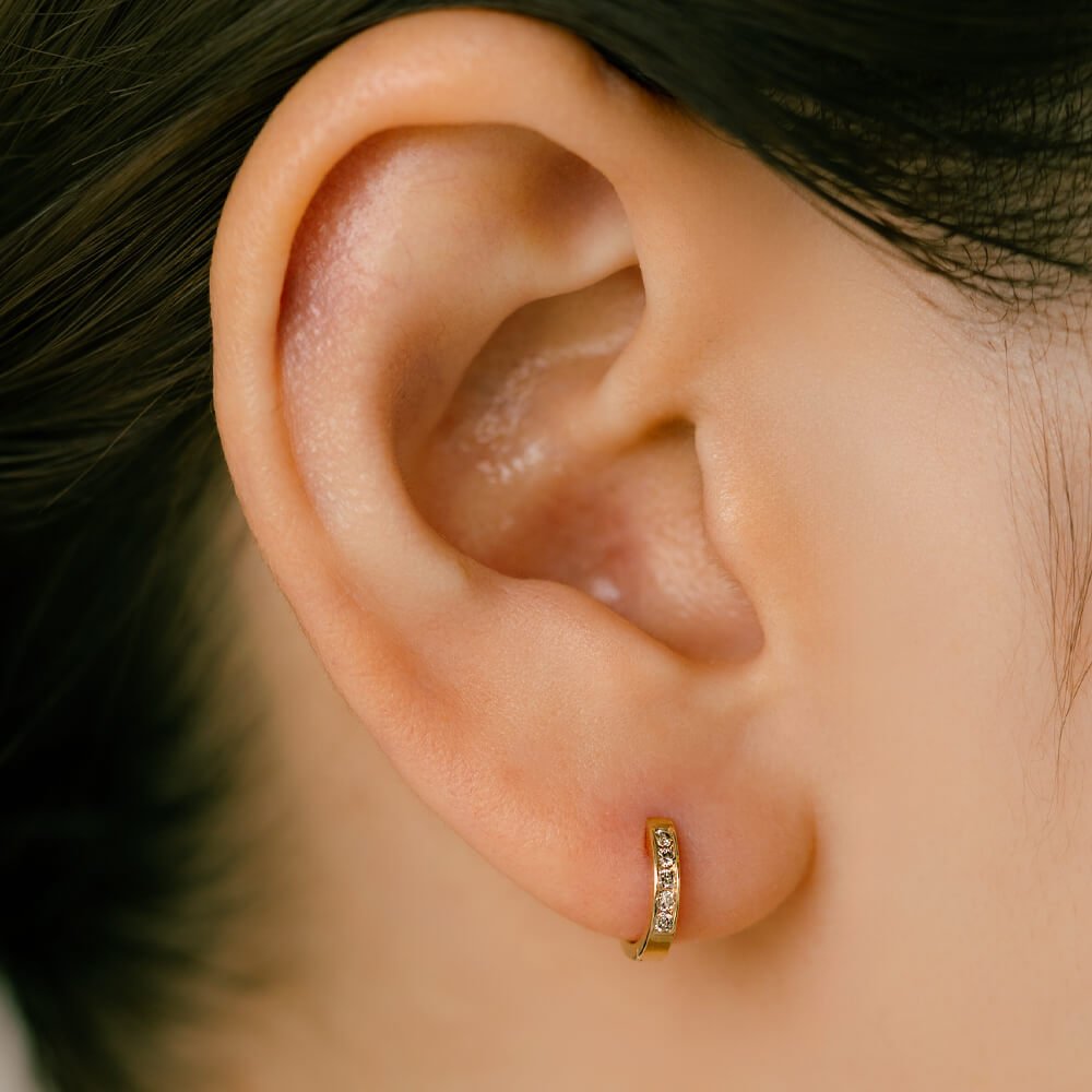 k18 ダイヤモンド　フープピアス K18&K18WG ダイヤモンド フープピアス │軟骨ピアス – PICOLLET