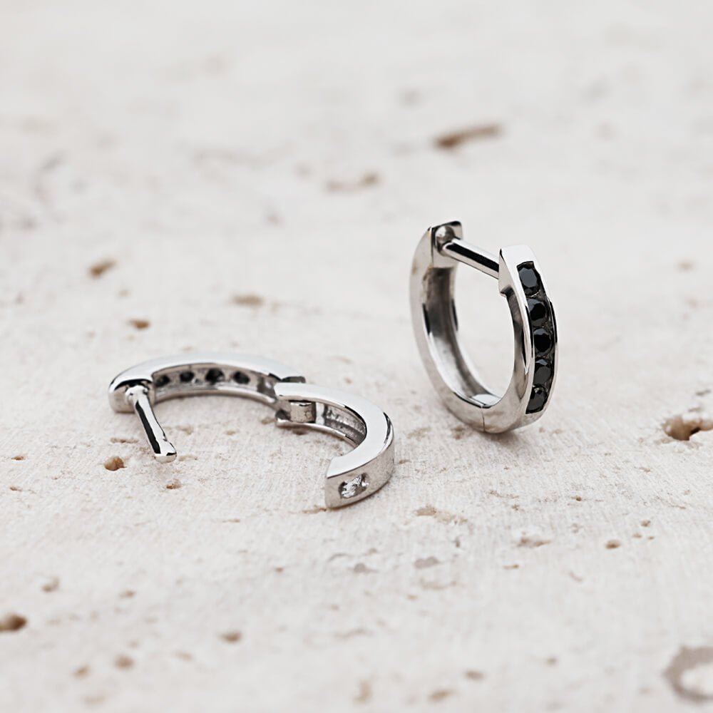 Unisex Single Earring | K18 Diamond & Black Diamond Hoop – PICOLLET