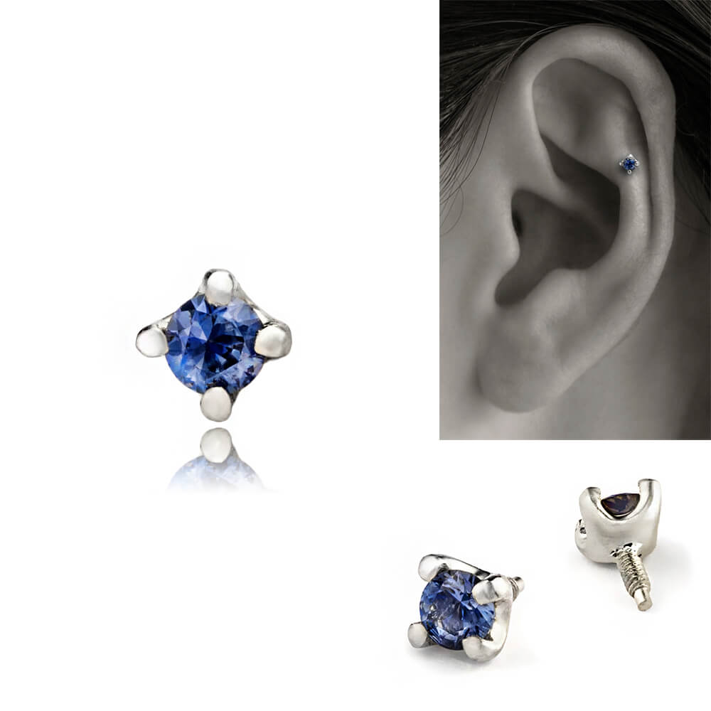 picollet プラチナ サファイア ピアスパーツ プラチナ 軟骨ピアス・ボディピアス パーツ │ 引っかからない