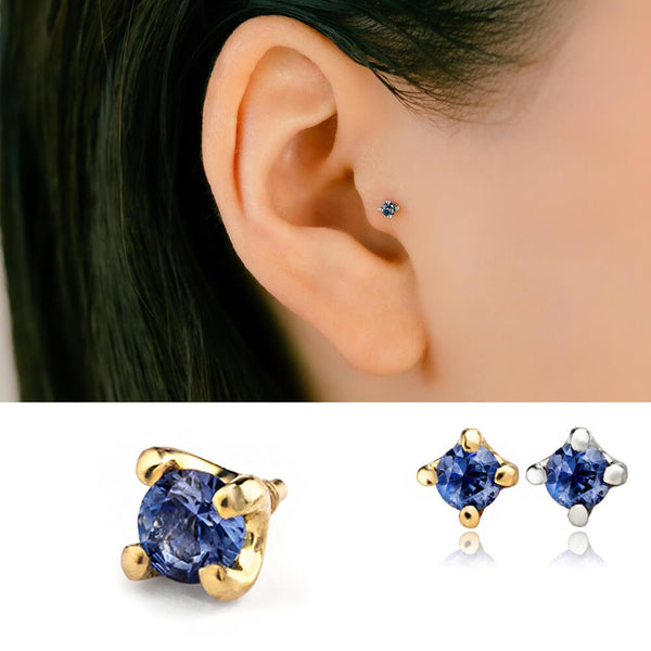 14Kルベライト&ダイヤモンドピアス k18pt-benitoite-