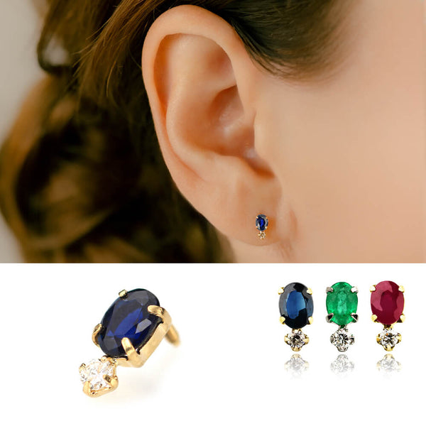 k18 ピアス K18 プラチナ 天然カラーストーン 軟骨ピアス – PICOLLET