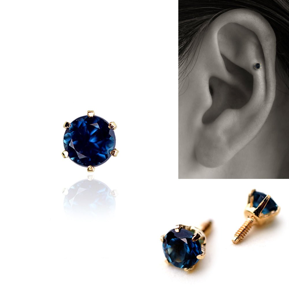 ダークブルートルマリン ボディピアス・軟骨ピアス│ トラガス