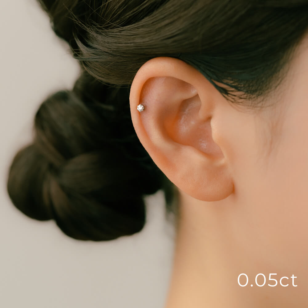 14Kルベライト&ダイヤモンドピアス k18pt-benitoite-