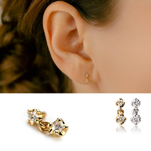 PICOLLET ピアス A small body piercing with a sparkling diamond for forward helix