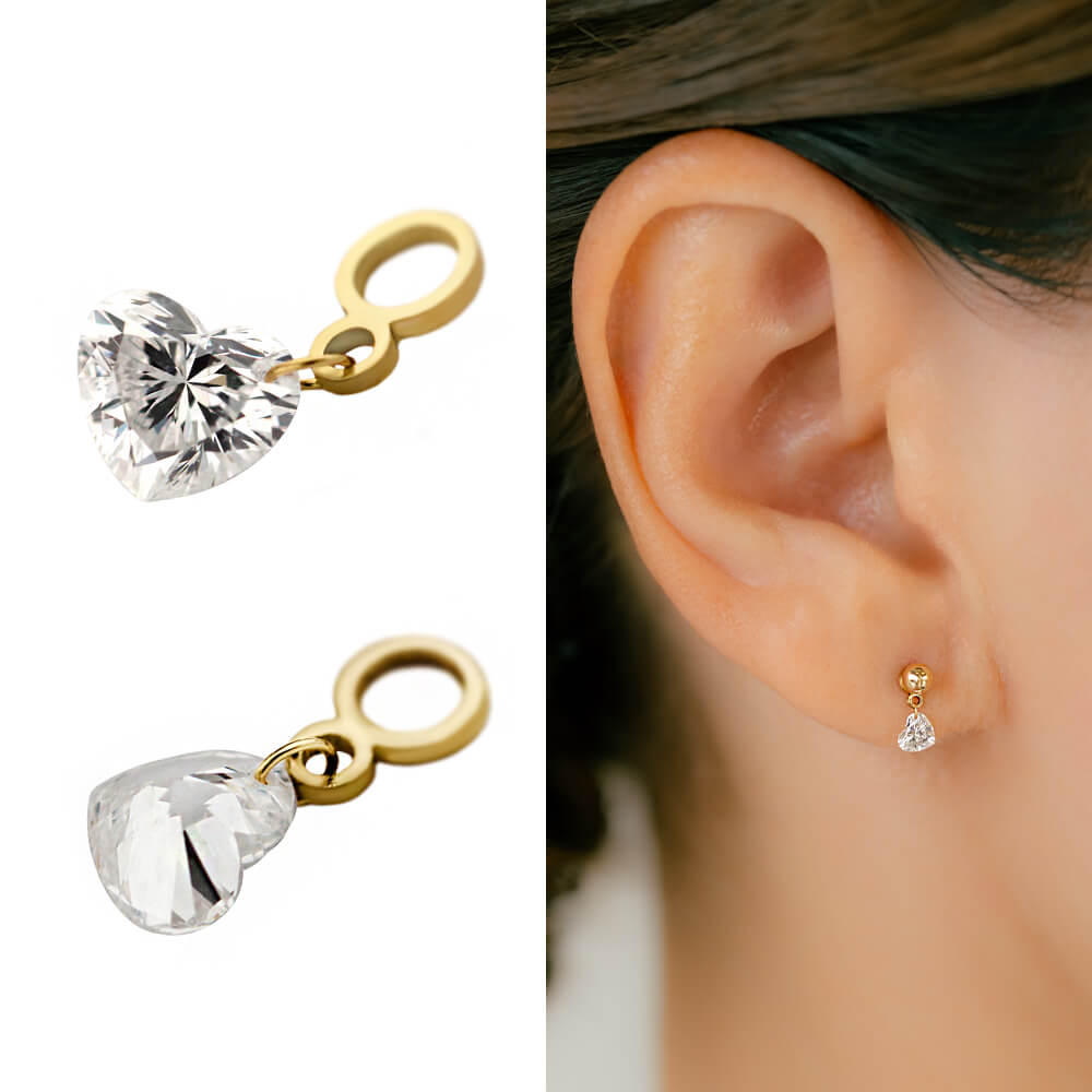 Round / Heart Motif Earring Charm│Gold Platinum Round / Heart