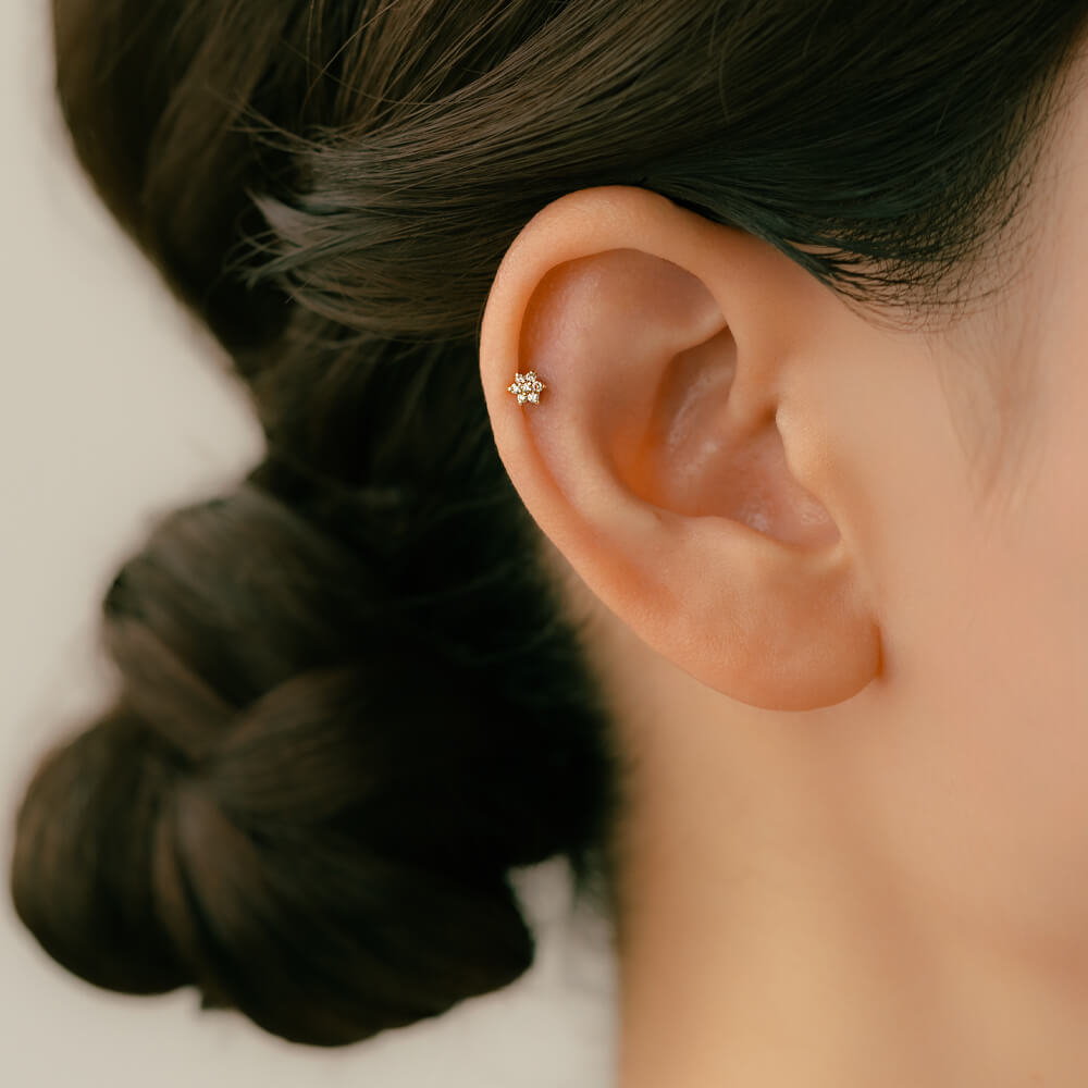 picollet PT ダイヤモンド フラワーピアス k18pt-diamond-flower-