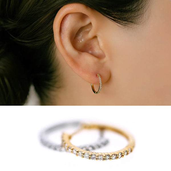 K18/Pt Diamond Hoop