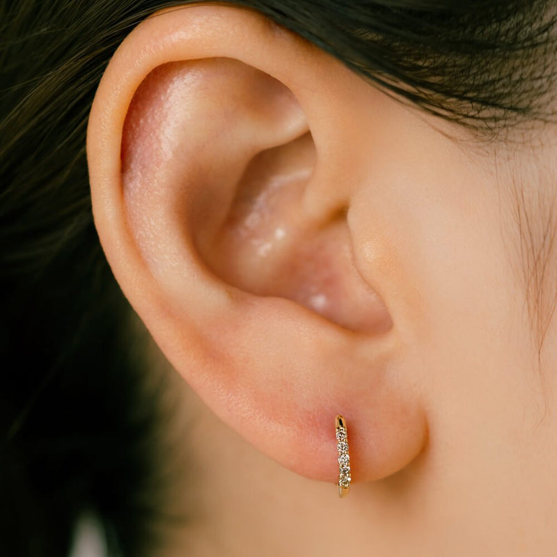K18/Pt Diamond Hoop