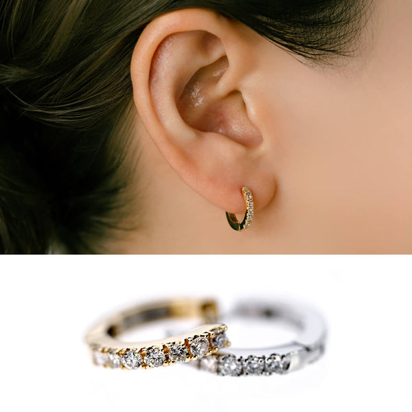 K18/Pt Diamond Hoop