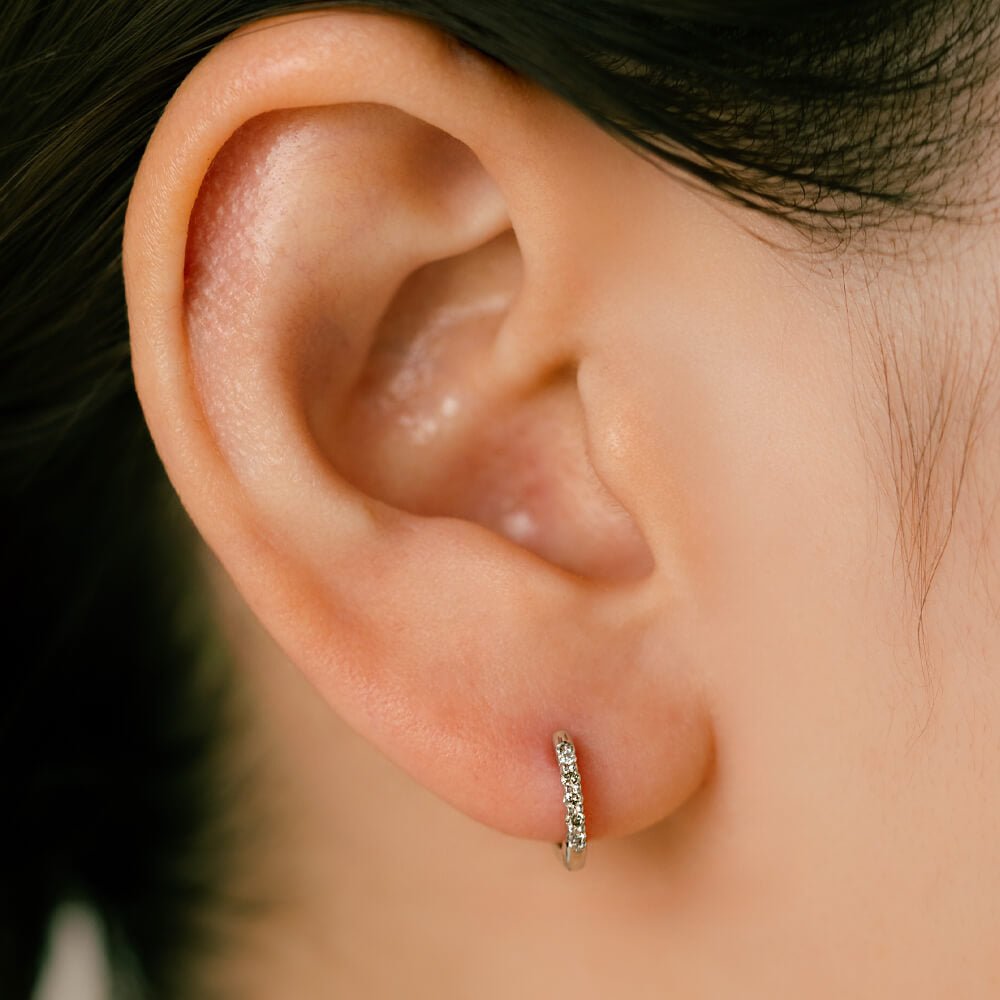 PICOLLET プラチナ ダイヤモンド フープピアス K18 プラチナ ダイヤモンドフープピアス│引っかからない・片耳用