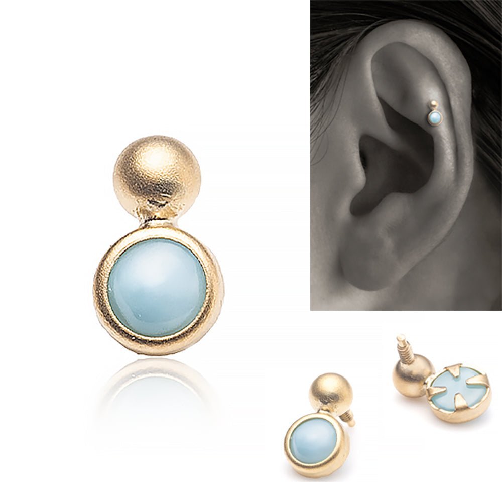 天然無処理　ラリマー 丸玉ピアス k18 No777 天然】ラリマー ピアス k18 4.3gの通販 by Rui｜ラクマ