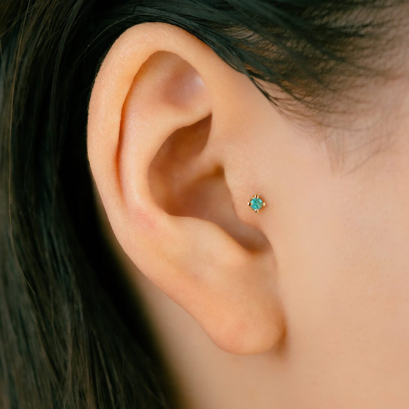 パライバトルマリン　k18 WGフープピアス d5967ee0f68c07a8c0256713f640b0