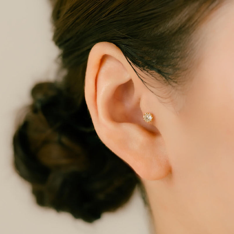 K18 プラチナ ローズカットダイヤモンド 軟骨ピアス・ボディピアス