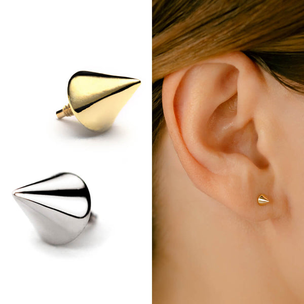 【ビンテージ】ホピ　ピアス　コーンモチーフ k18pt-spike-cone-