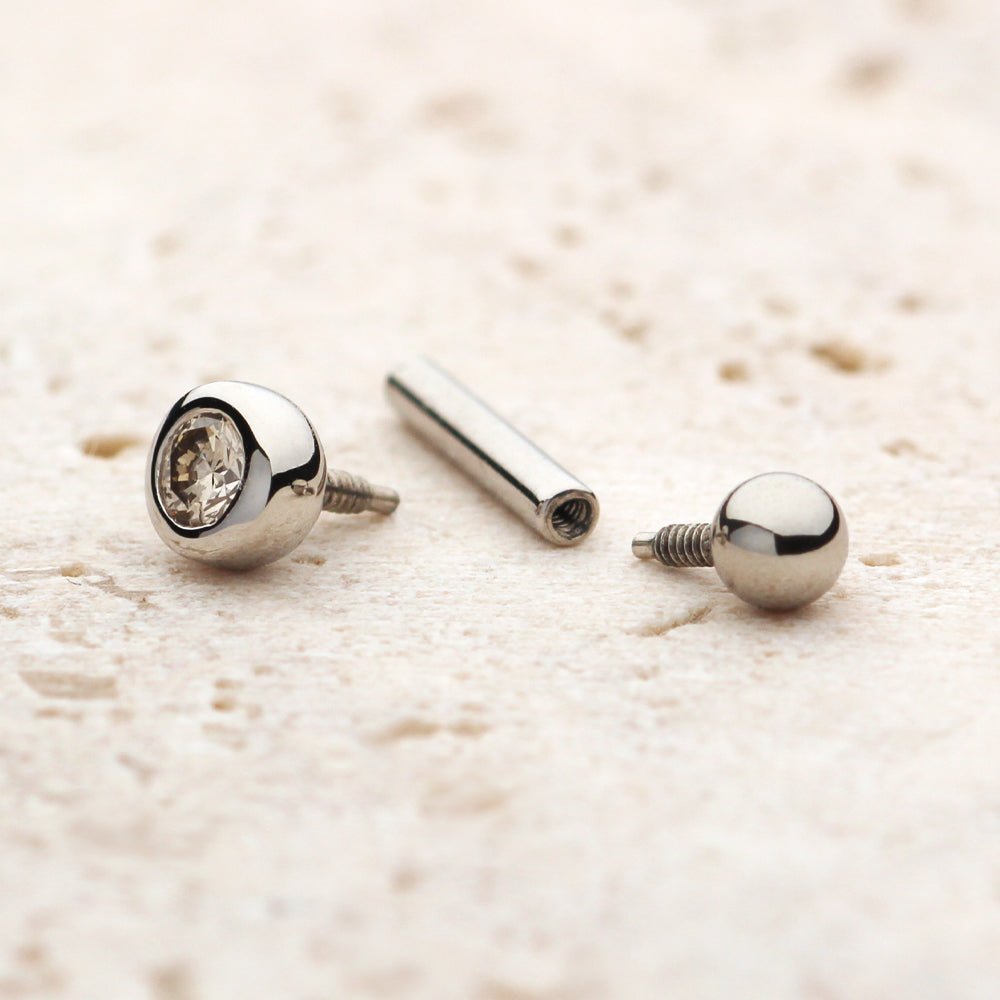 ストレートセット 天然ダイヤモンド ボディピアス│K18/Pt 0.05ct